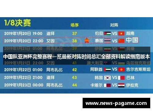 中国队亚洲杯完整赛程一览最新对阵时间总汇全部资料解读指南版本